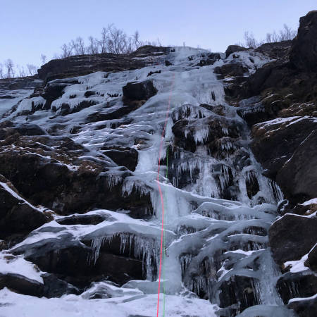 Aniek Lith leder første taulengde i Sildevika, Grovfjord. Foto: Christian Dramsdahl