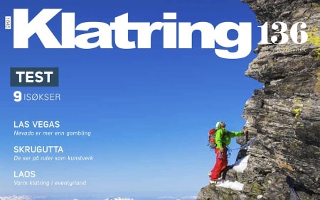 Utsnitt av coveret på nr 136. Bilde viser klatring på Gjuratind i Romsdal og fotograf er Terje Aamodt.