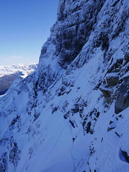 Andre isfelt sett fra stand under toppveggen. Foto: Kjetil Grimsæth.