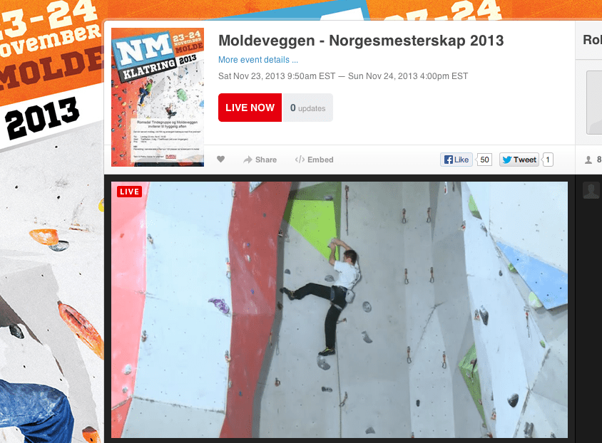 Streaming fra konkurransen.