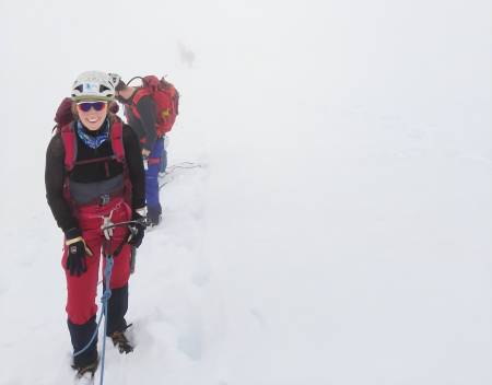 I skodda på Falkbreen. Foto: Lisa Kvålshaugen Bjærum