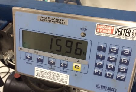 Slyngebrudd på 1596 kg.